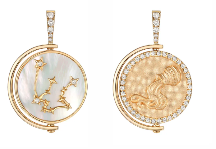 Diamond & Mother-of-Pearl Astrological Pendant