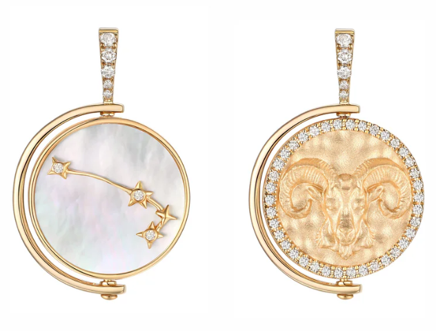 Diamond & Mother-of-Pearl Astrological Pendant