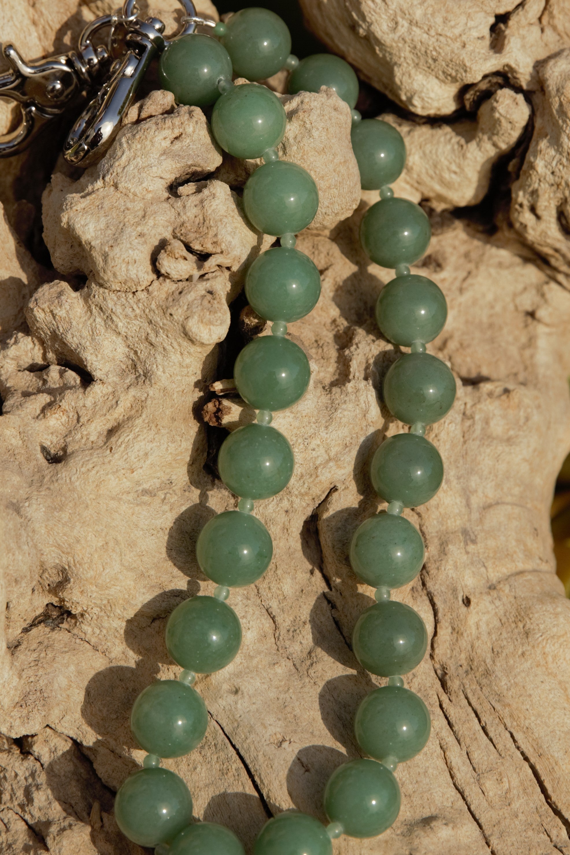 Aventurine strand with silver clasps