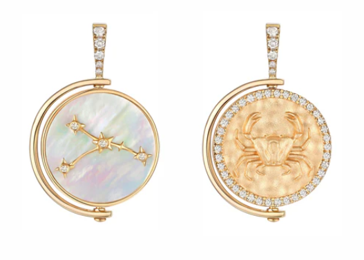 Diamond & Mother-of-Pearl Astrological Pendant