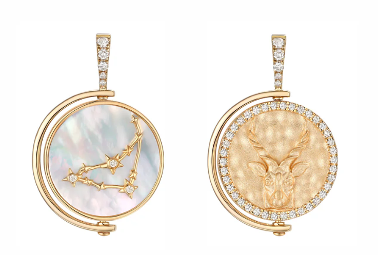 Diamond & Mother-of-Pearl Astrological Pendant