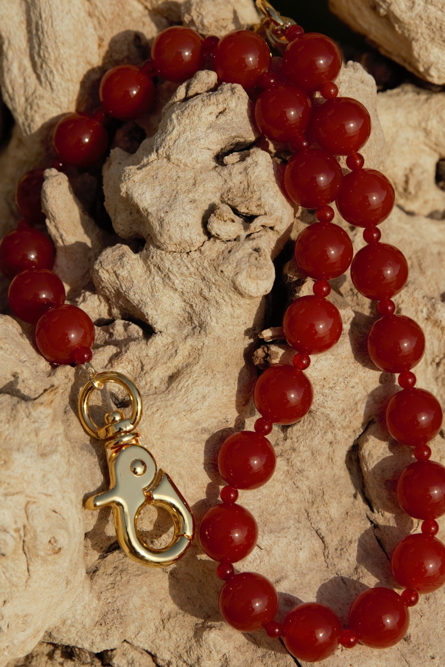 Carnelian with gold clasps