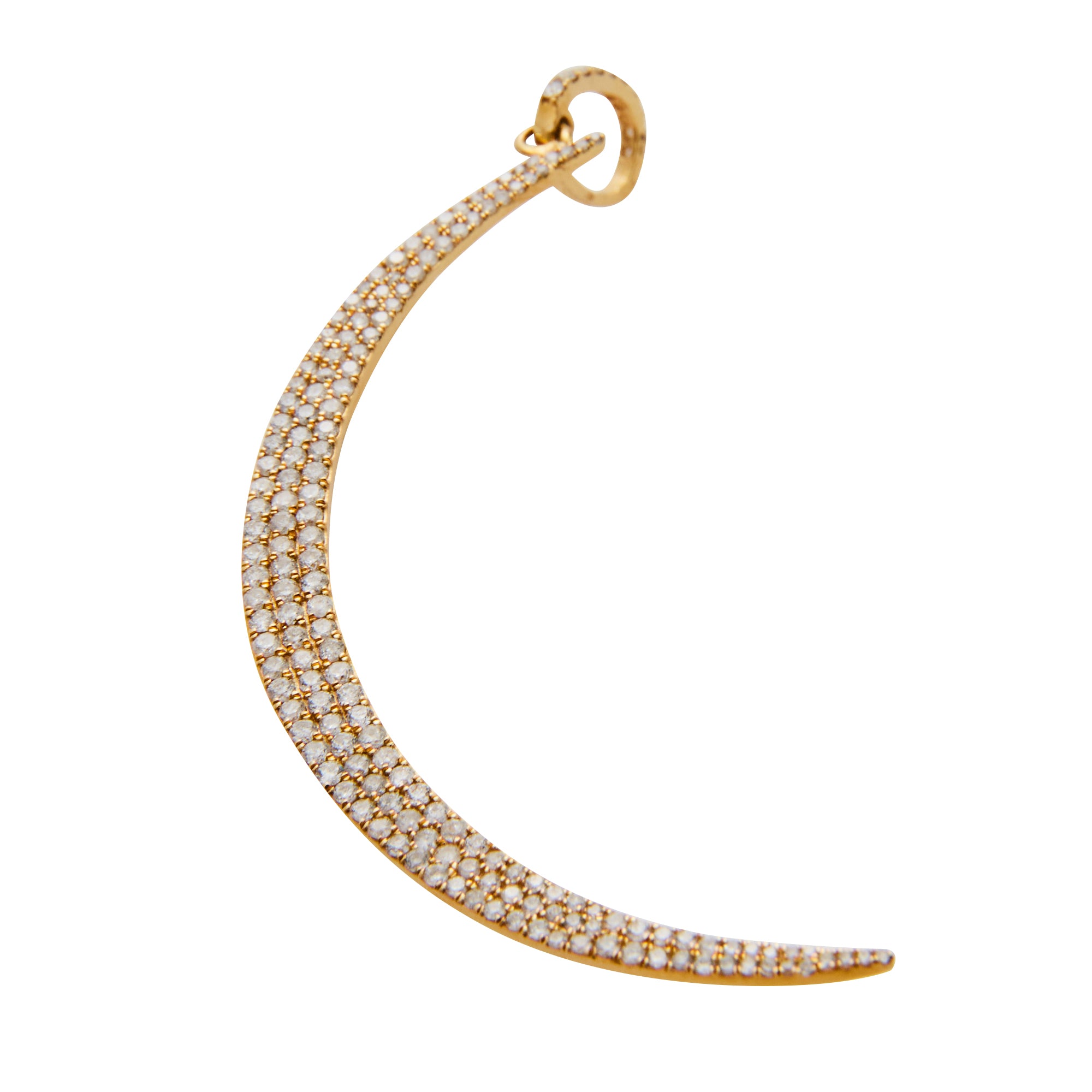 Large diamond crescent pendant from Jeuje Fine Jewelry on a white background