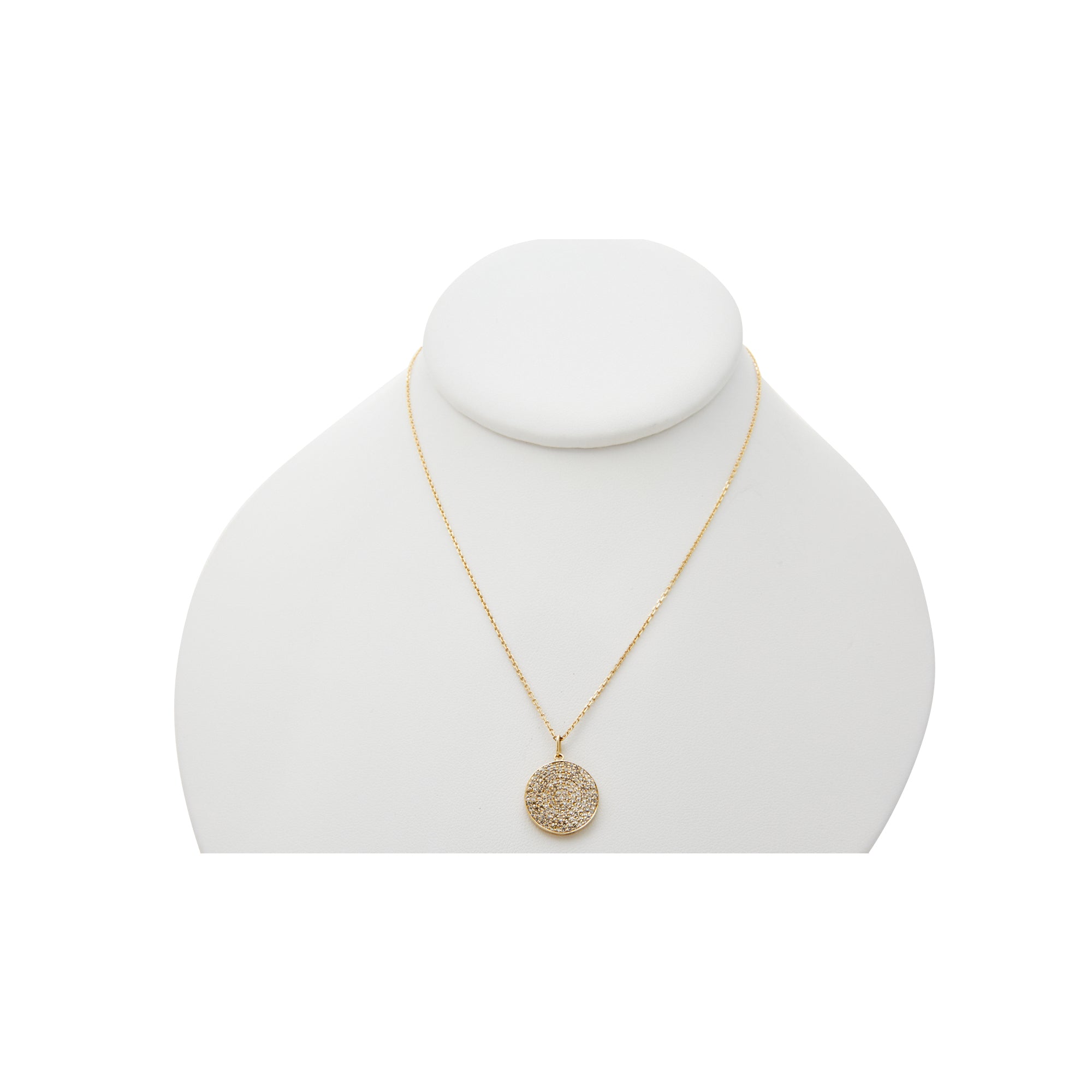 Diamond disc necklace from Jeuje Jewelry on a white background