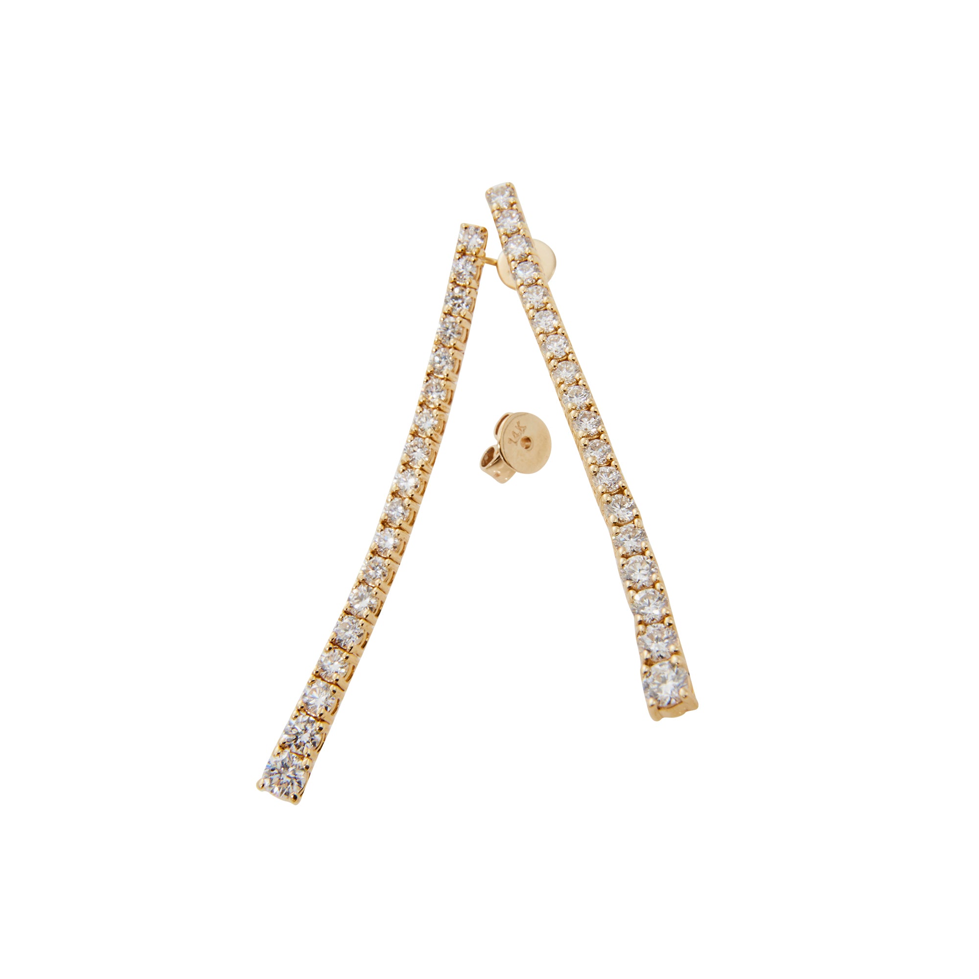 Diamond tennis earrings from Jeuje Fine Jewelry on a white background