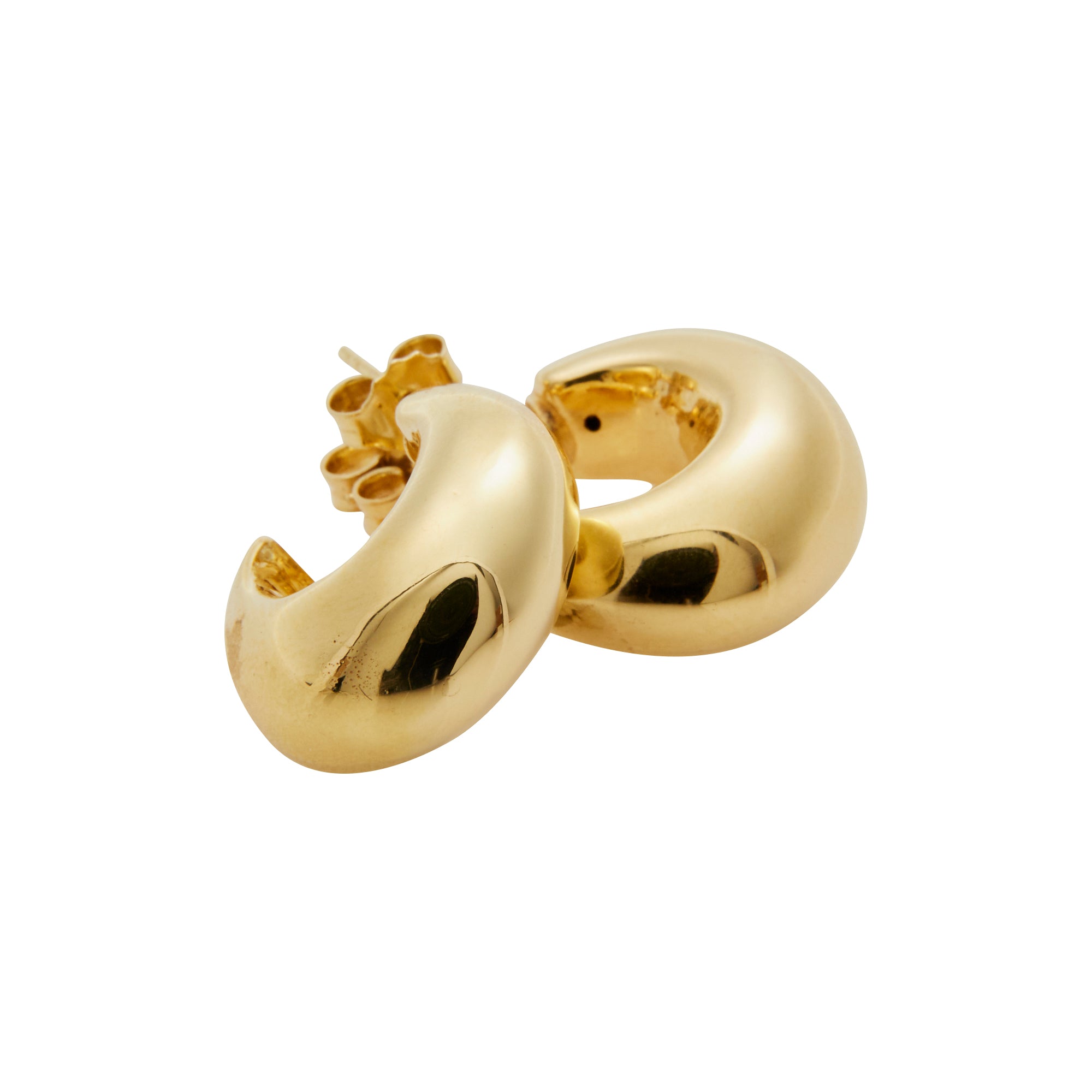 Gold dome hoops from Jeuje Fine Jewelry on a white background