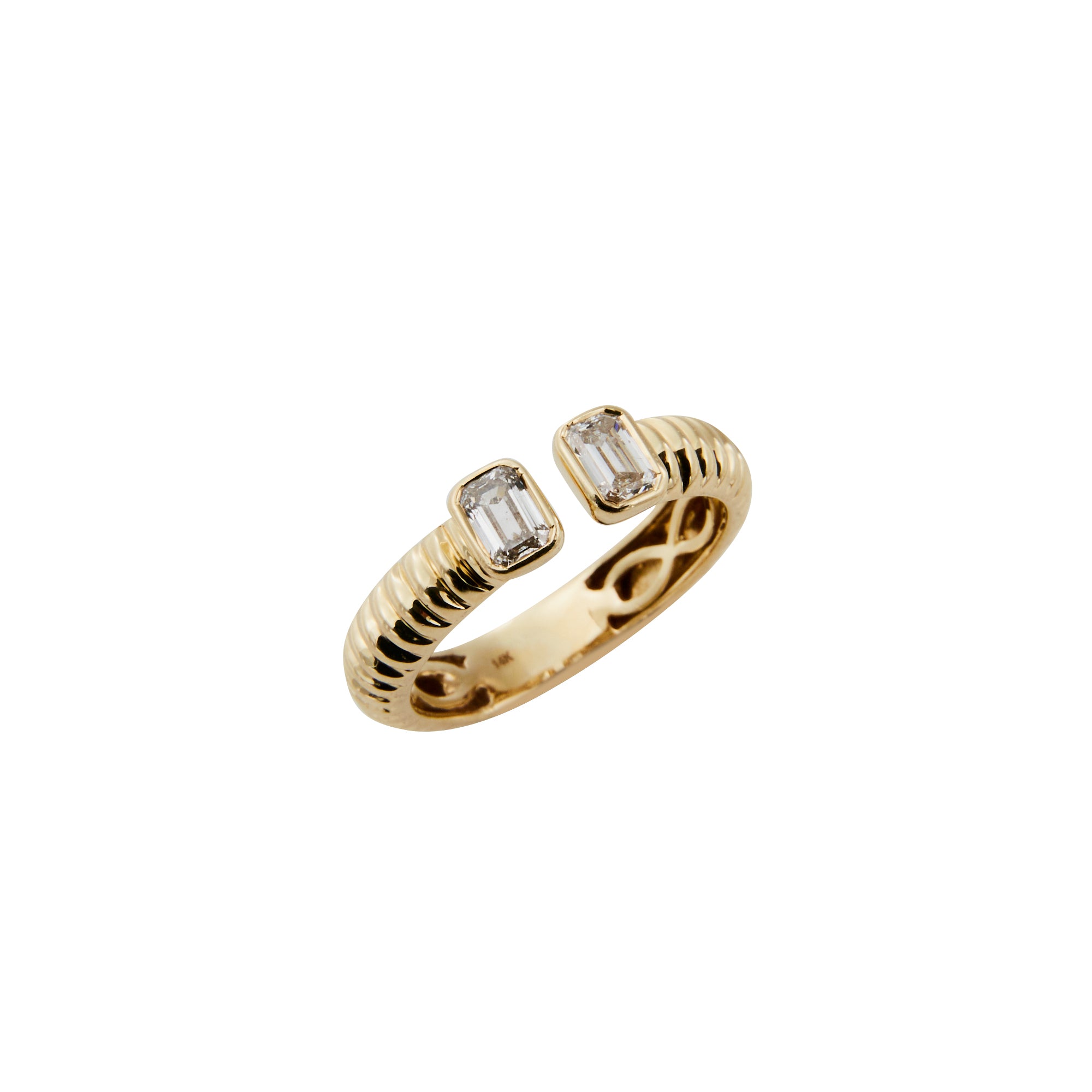 Fluted Diamond Cuff Ring from Jeuje Fine Jewelry on a white background