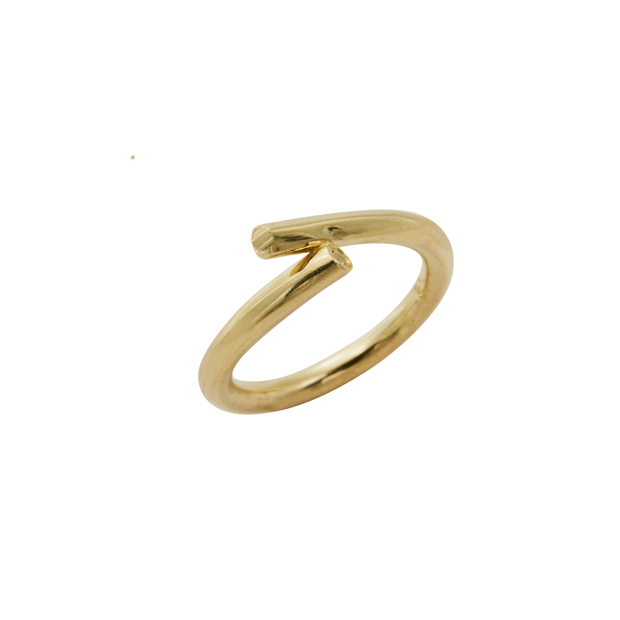 Gold twist ring from Jeuje Fine Jewelry on a white background