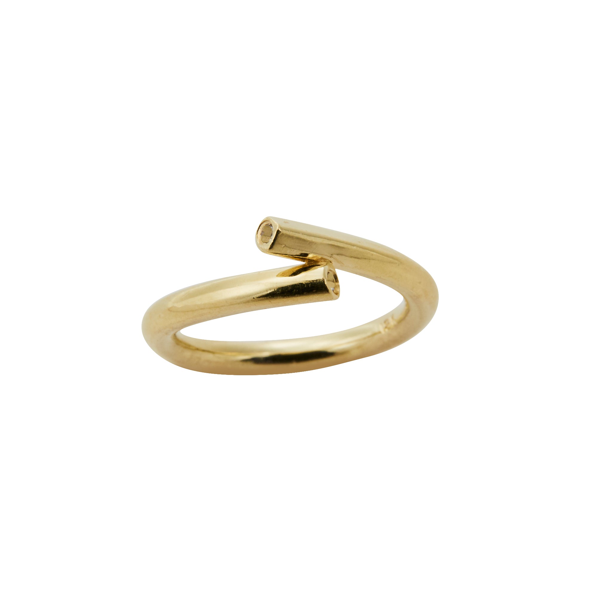 Gold twist ring from Jeuje Fine Jewelry on a white background