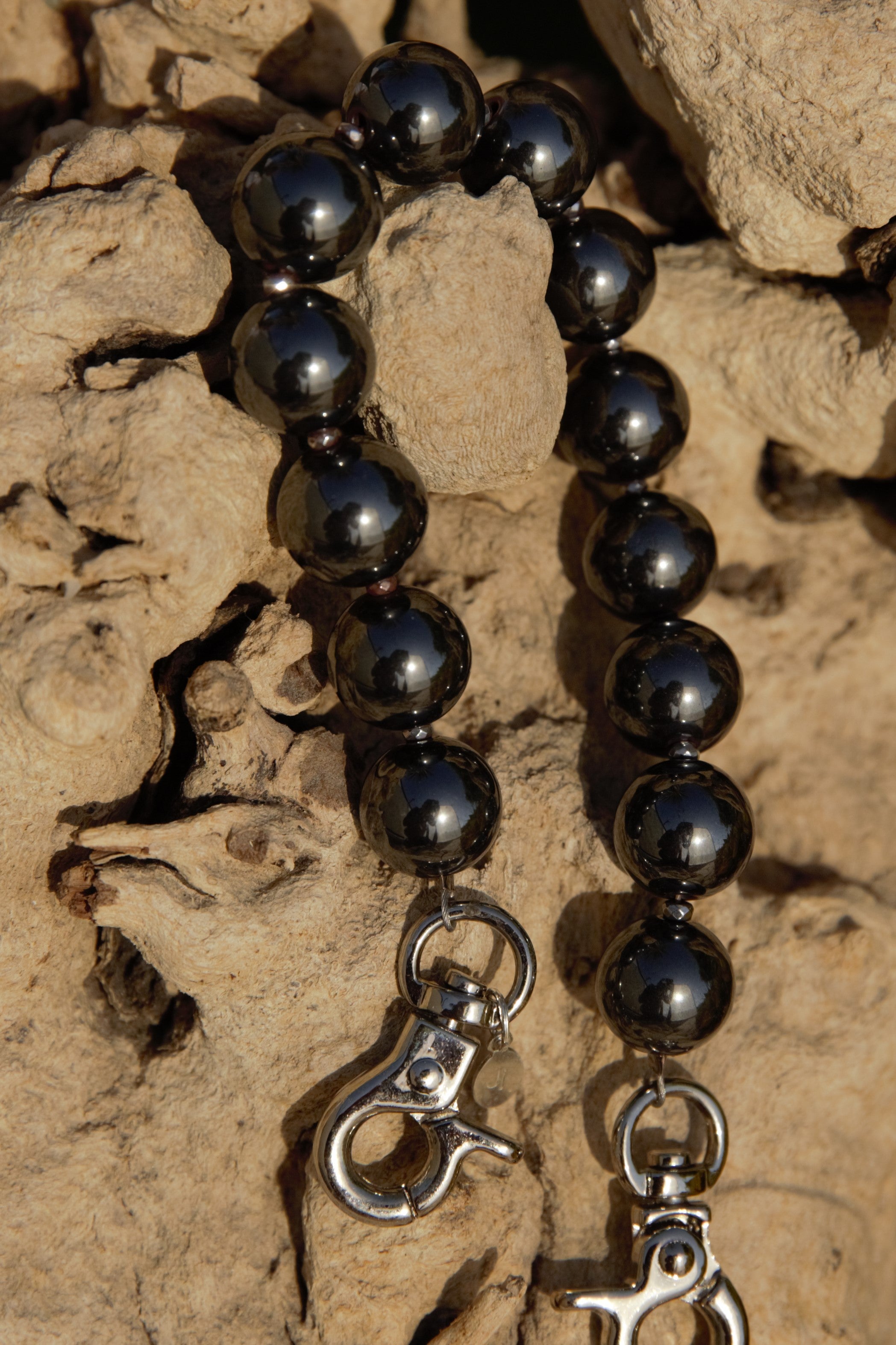 Hematite strap with silver clasps