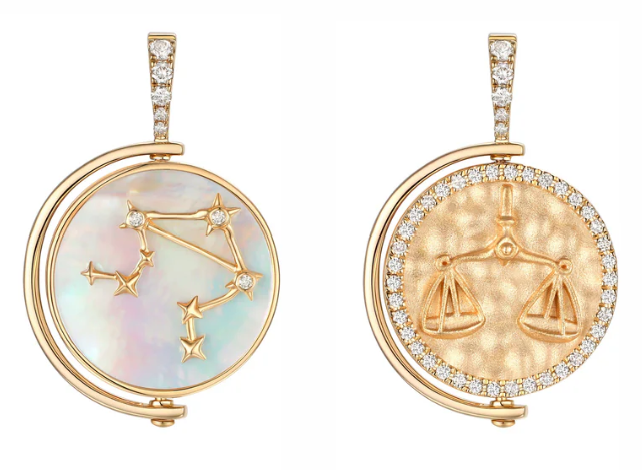 Diamond & Mother-of-Pearl Astrological Pendant