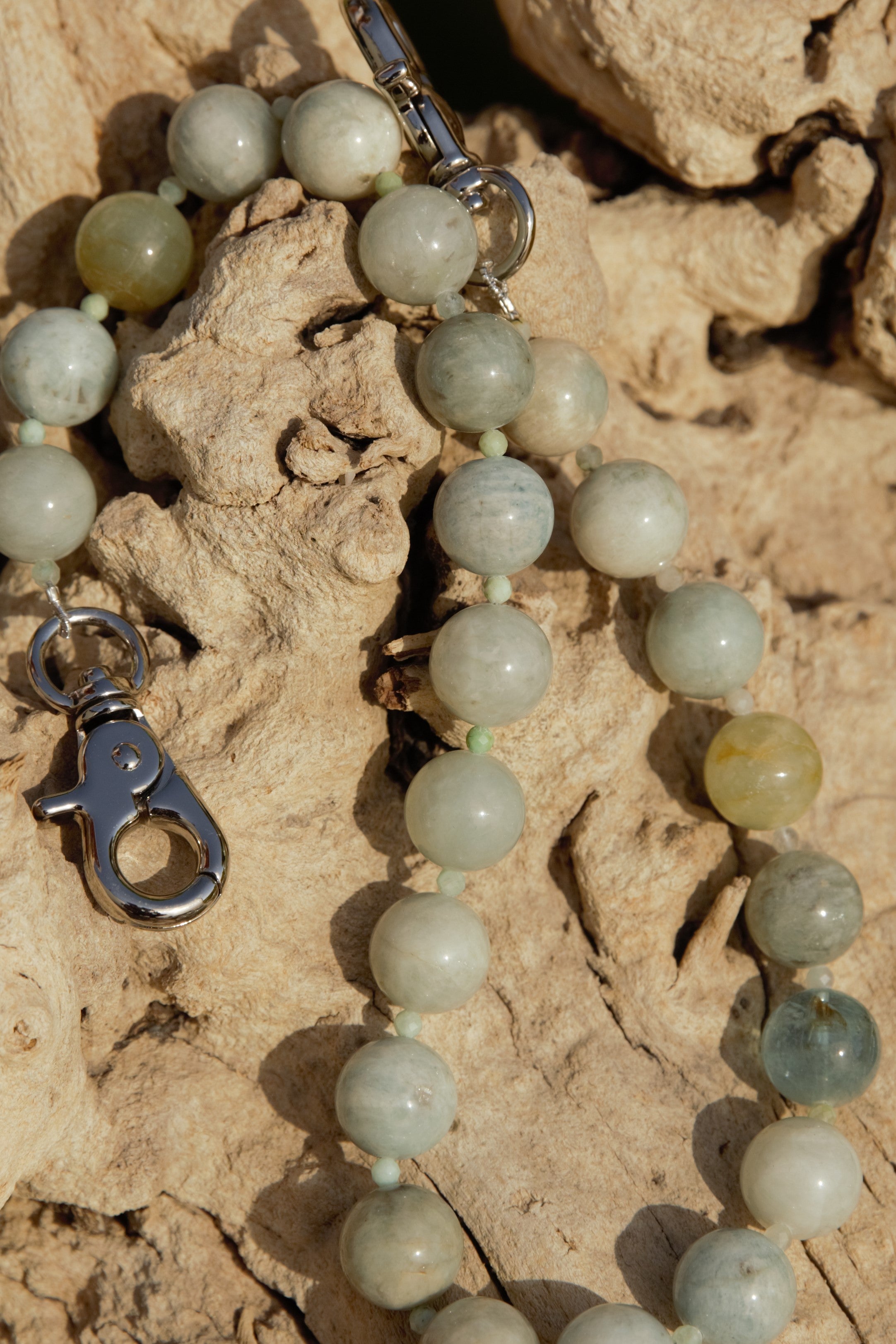 Multi-Aquamarine strand with silver clasps