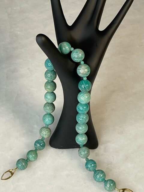 Amazonite with gold clasps