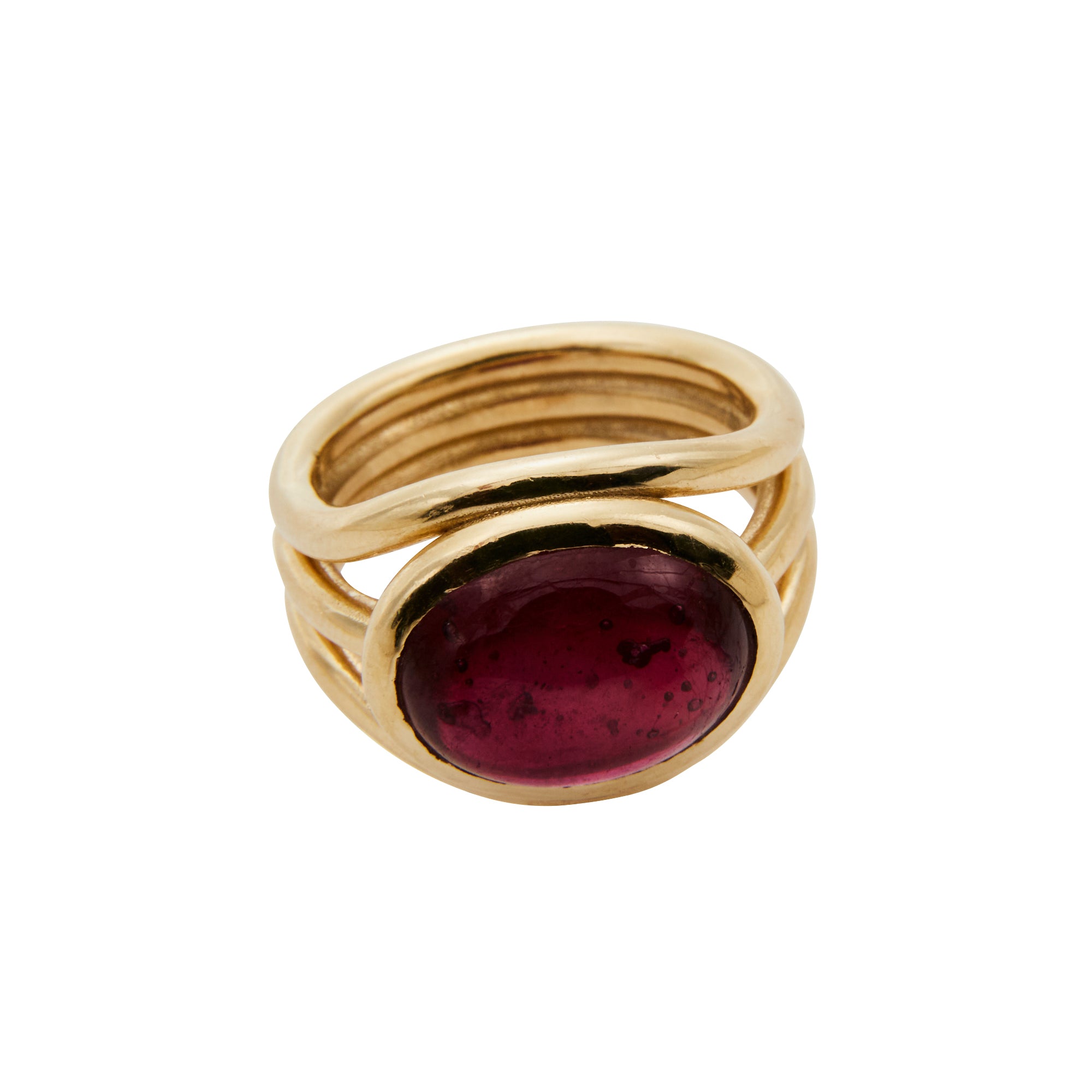 Oval tourmaline statement solitaire ring from Jeuje Fine Jewelry on a white background