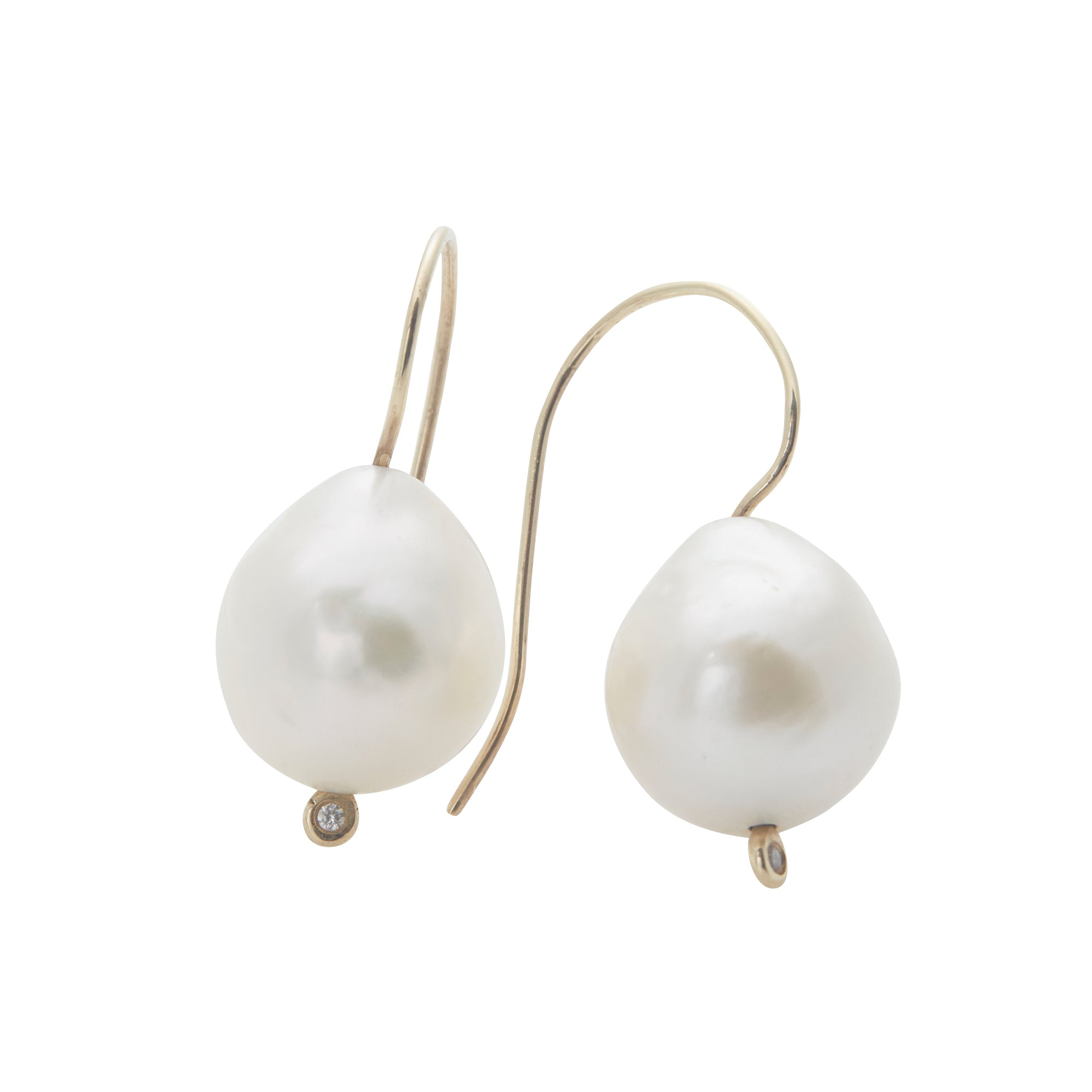 Baroque Pearl Drops with Diamond Accents from Jeuje Fine Jewelry on a white background