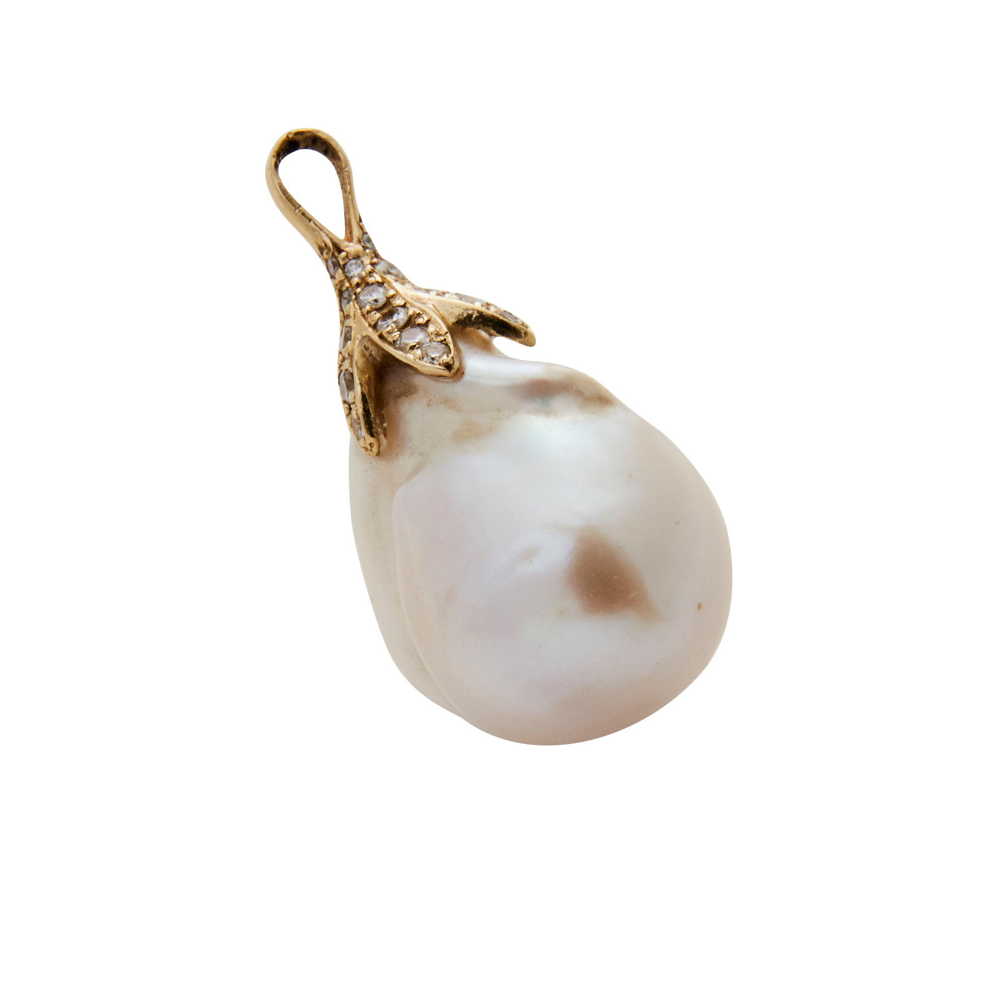 Byzantine Pearl and Diamond Pendant from Jeuje Fine Jewelry on a white background