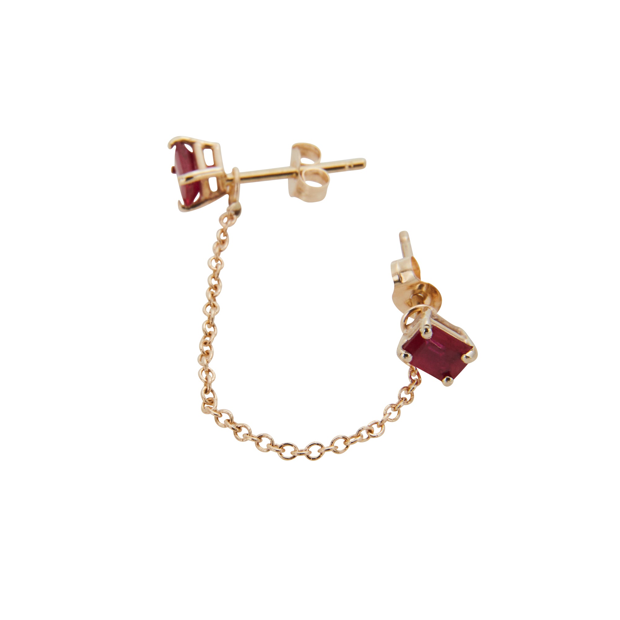 Ruby chain earrings from Jeuje Fine Jewelry on a white background