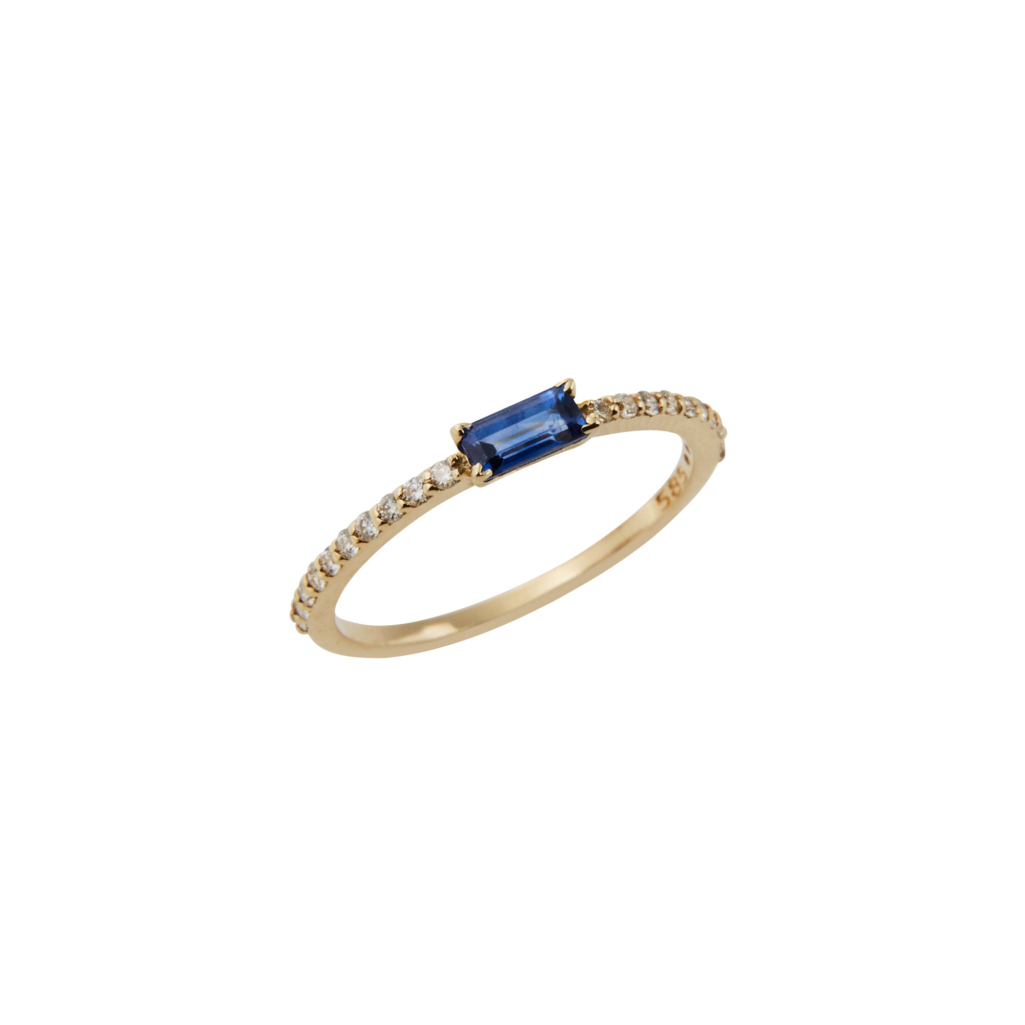 Sapphire and diamond band from Jeuje Fine Jewelry on a white background