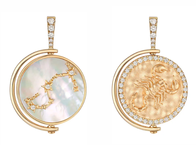 Diamond & Mother-of-Pearl Astrological Pendant