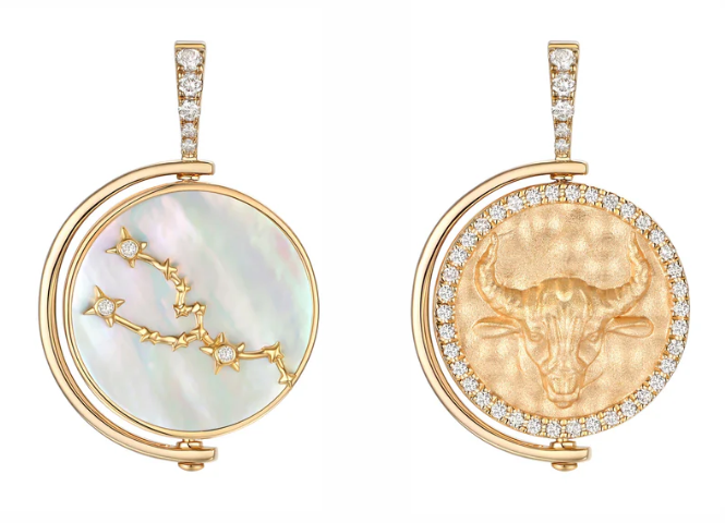 Diamond & Mother-of-Pearl Astrological Pendant