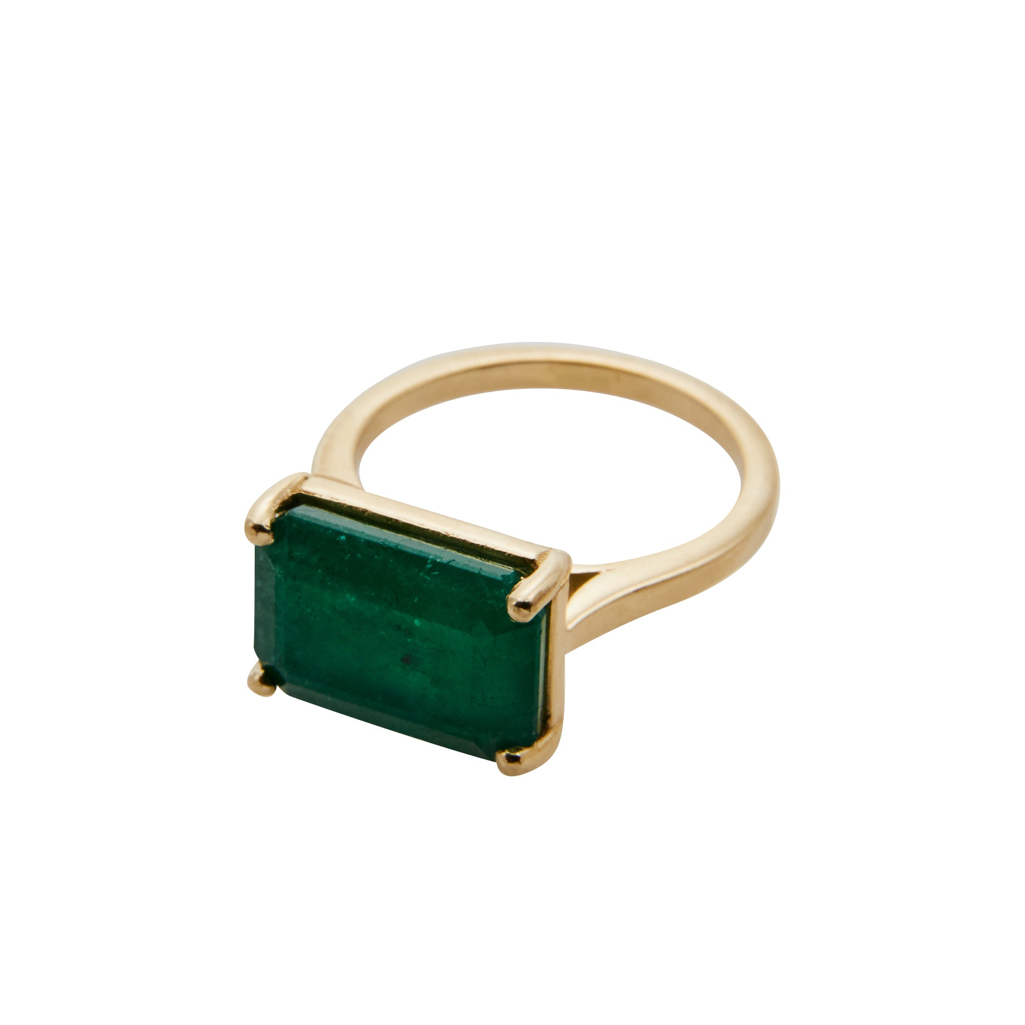 The Emerald Solitaire from Jeuje Fine Jewelry on a white background