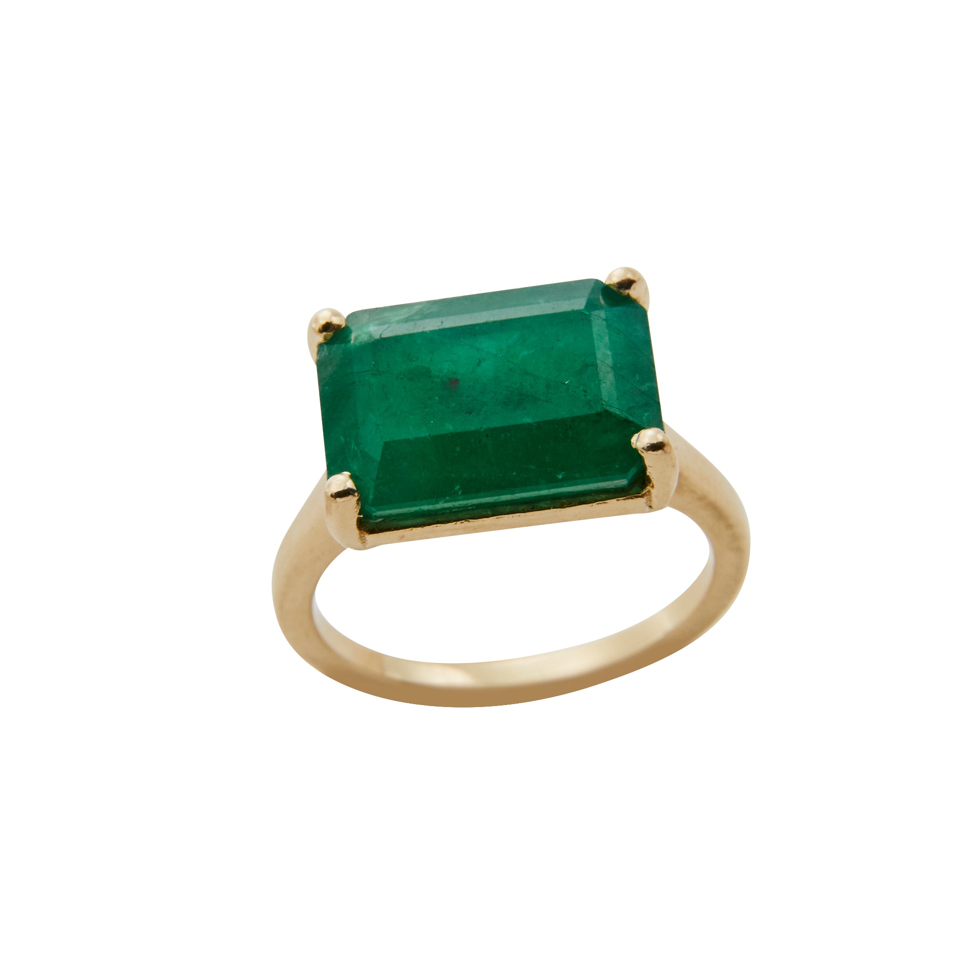 The Emerald Solitaire from Jeuje Fine Jewelry on a white background