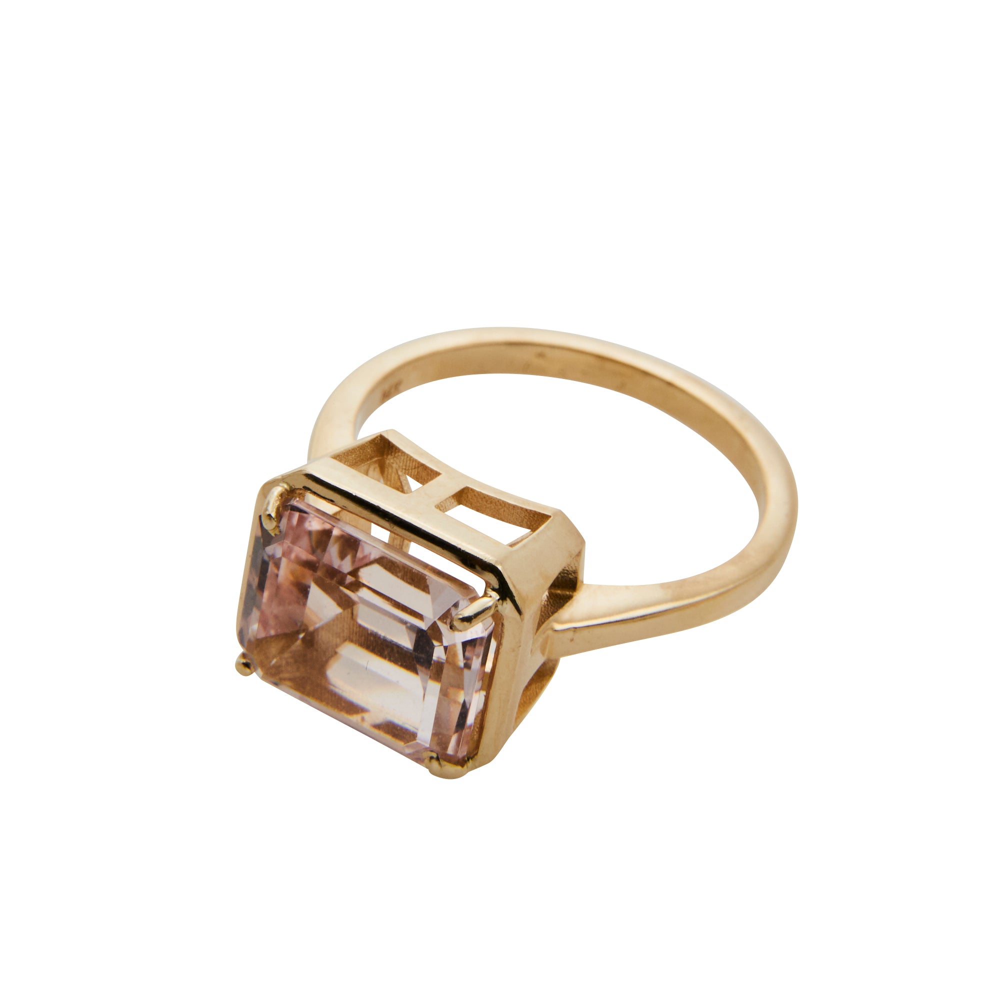 The Statement Double Solitaire in Morganite from Jeuje Fine Jewelry on a white background