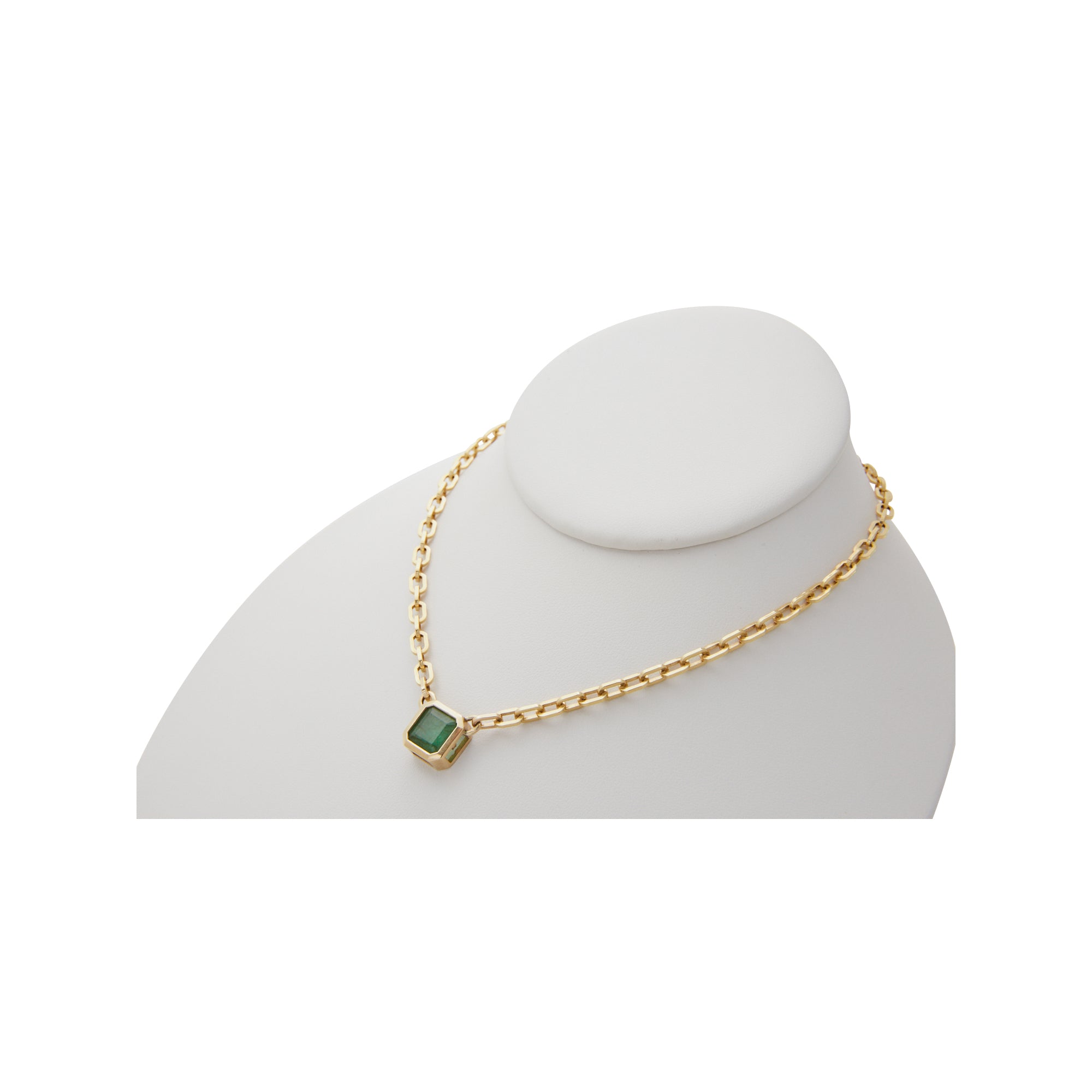 Emerald Solitaire Necklace from Jeuje Jewelry on a white background