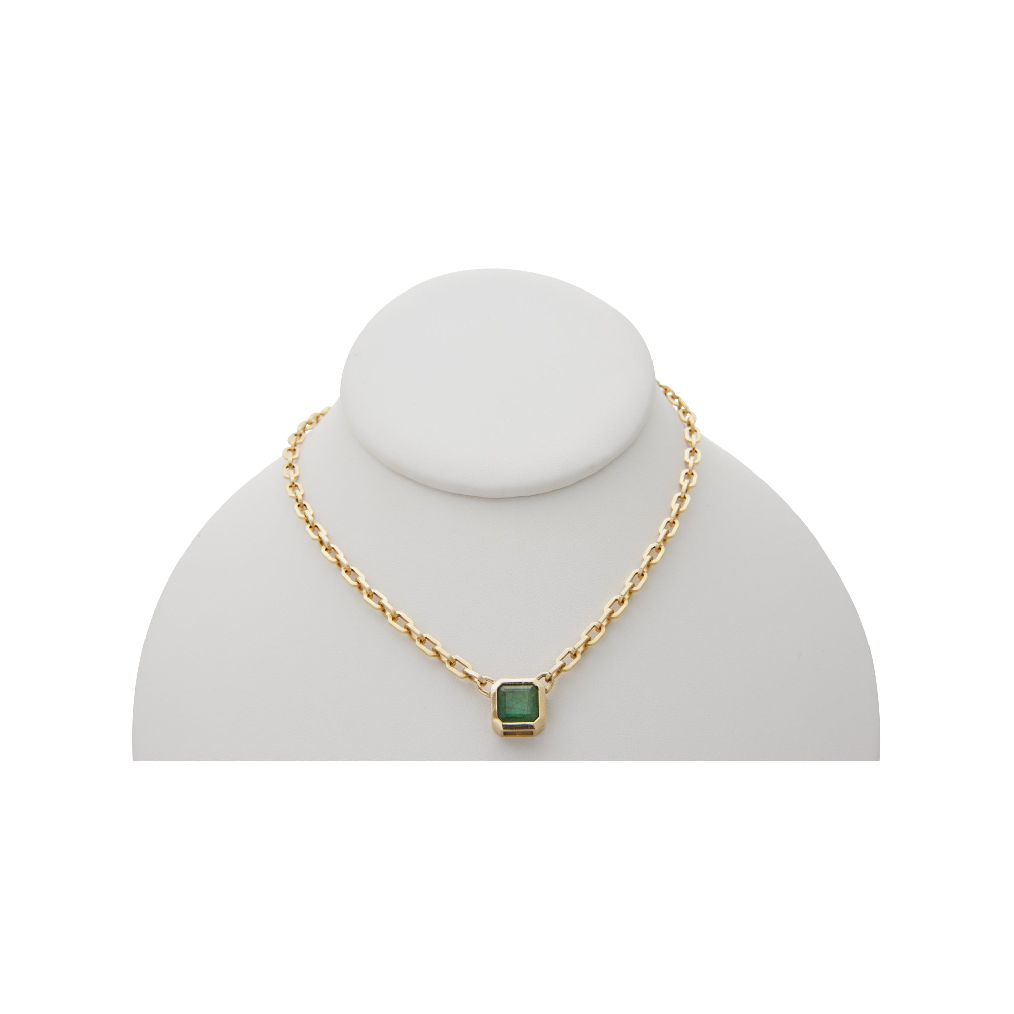 Emerald Solitaire Necklace from Jeuje Jewelry on a white background