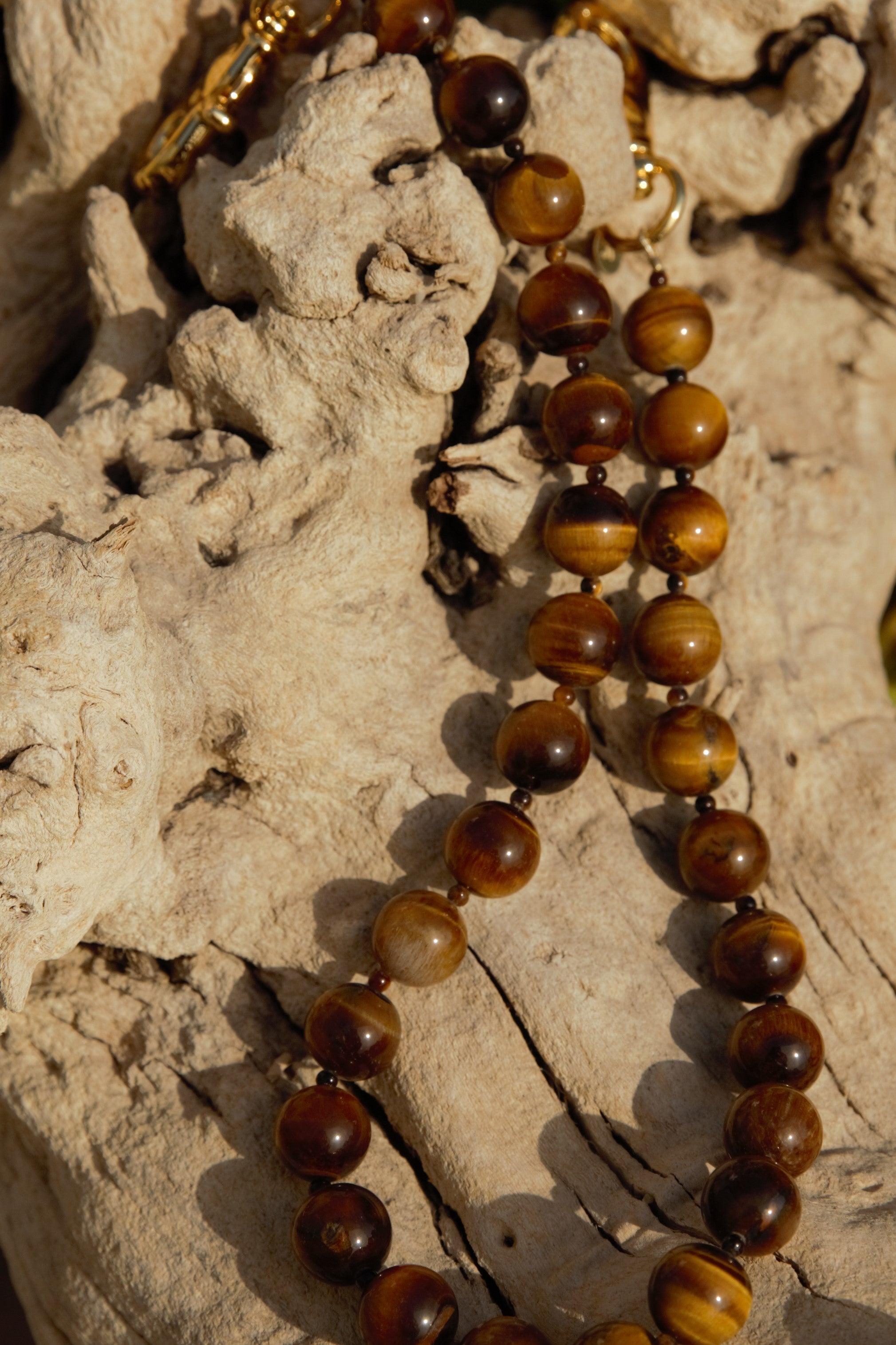 Tiger's eye strand with gold clasps