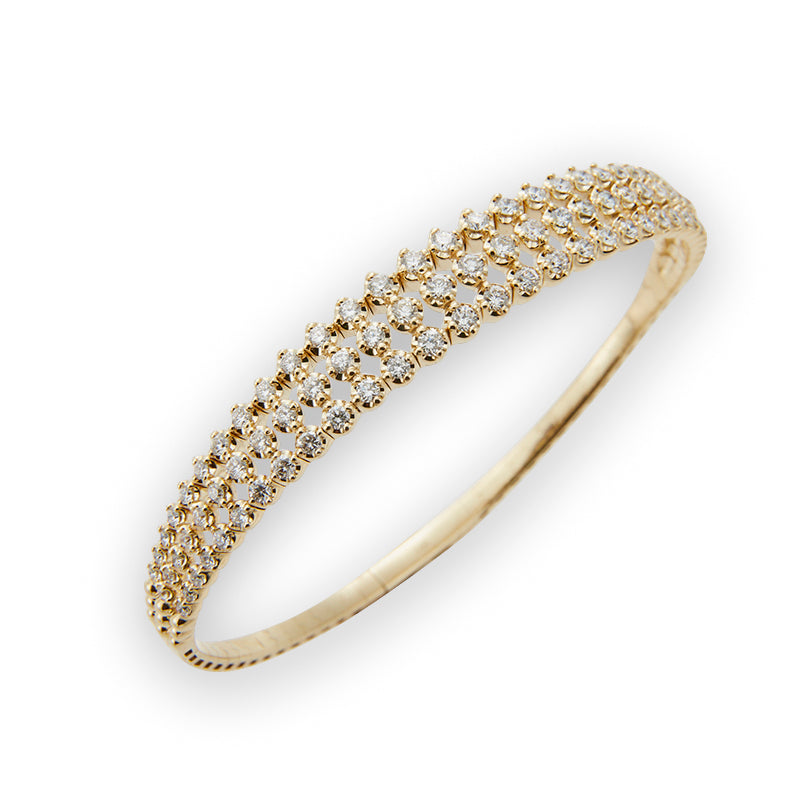 Tripe Row Diamond Bangle from Jeuje Fine Jewelry on a white background