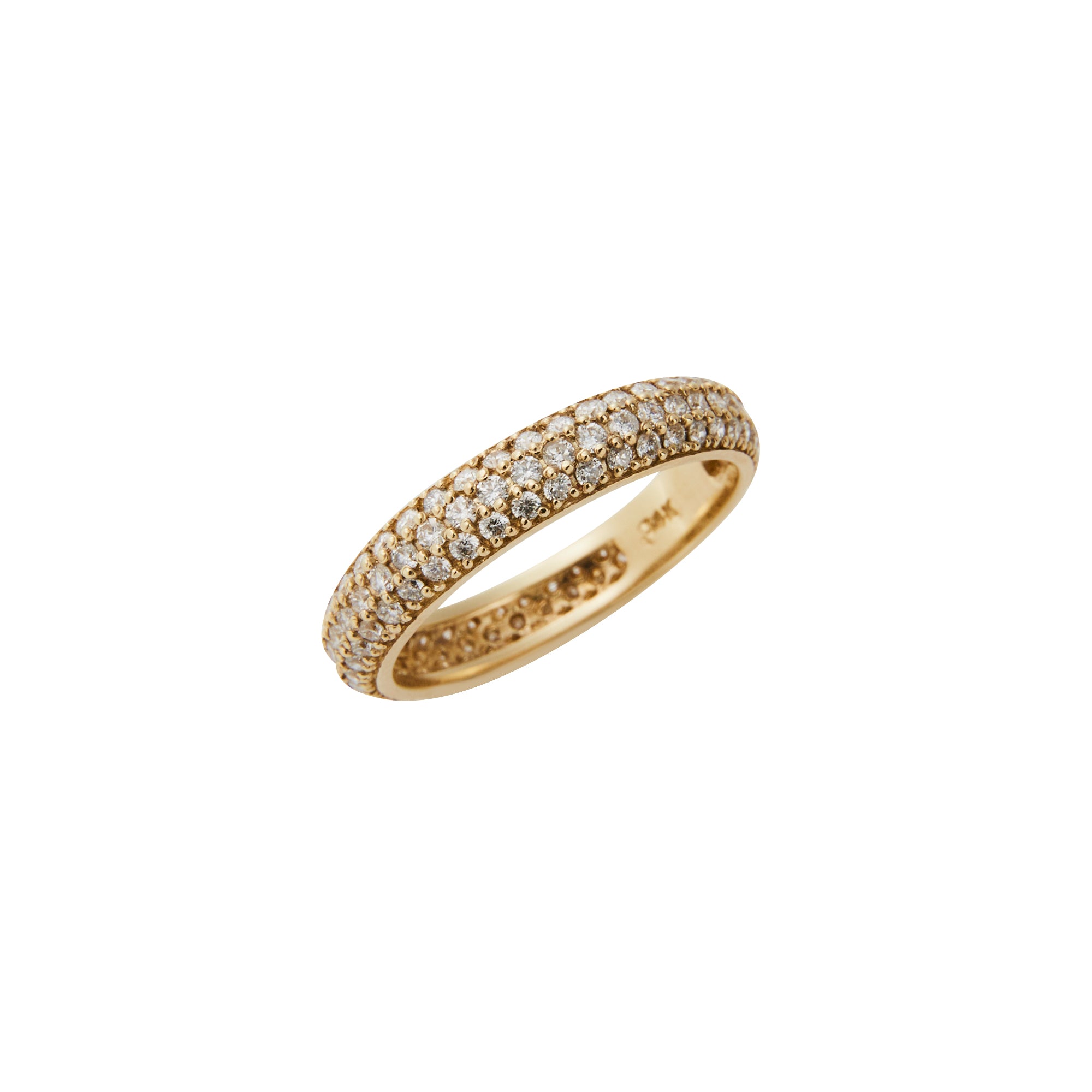 Tripe row pave diamond band dainty diamond band from Jeuje Fine Jewelry on a white background