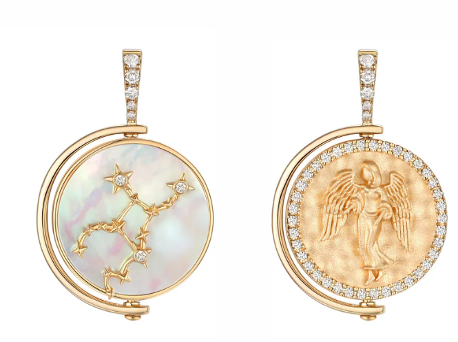 Diamond & Mother-of-Pearl Astrological Pendant