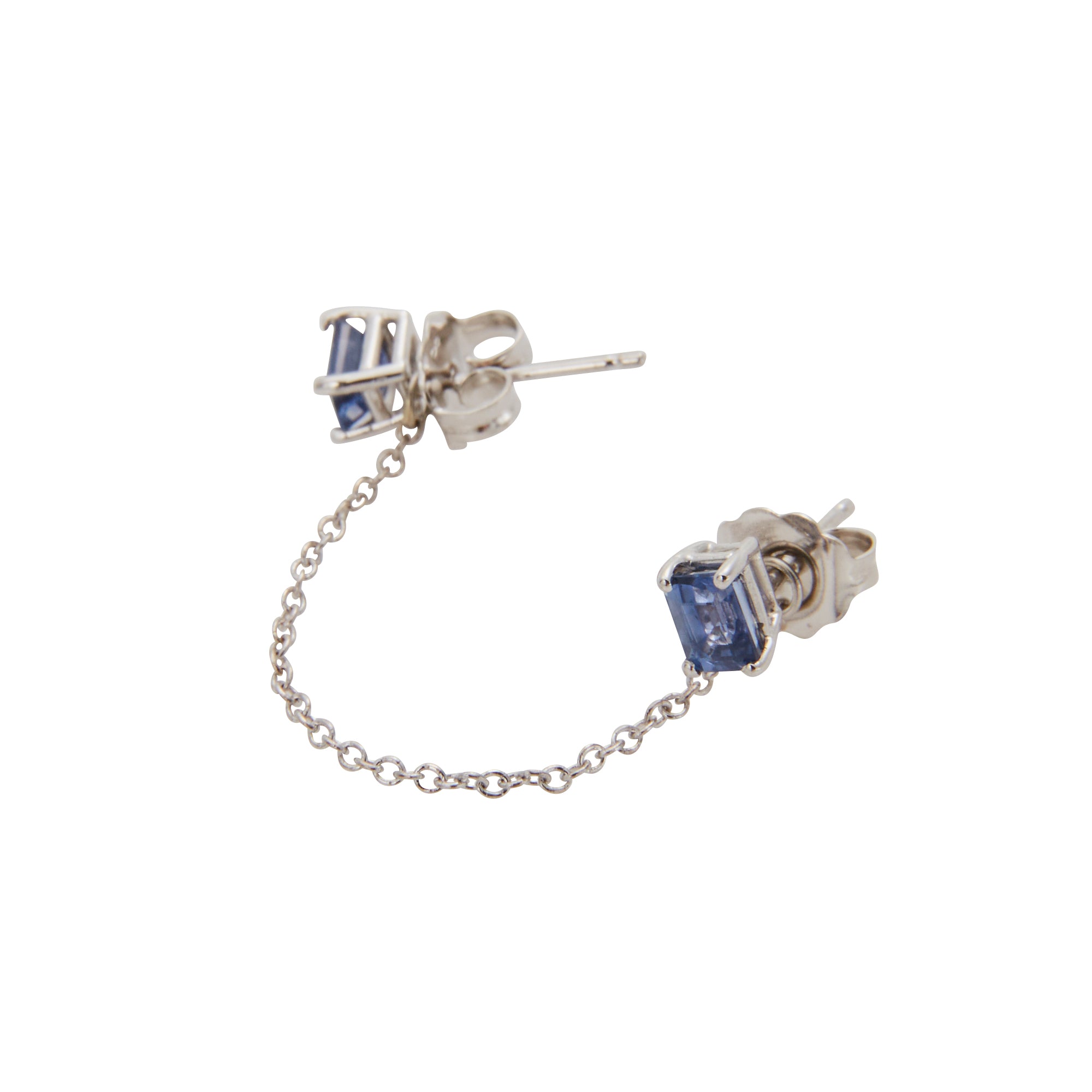 Sapphire chain earrings from Jeuje Fine Jewelry on a white background