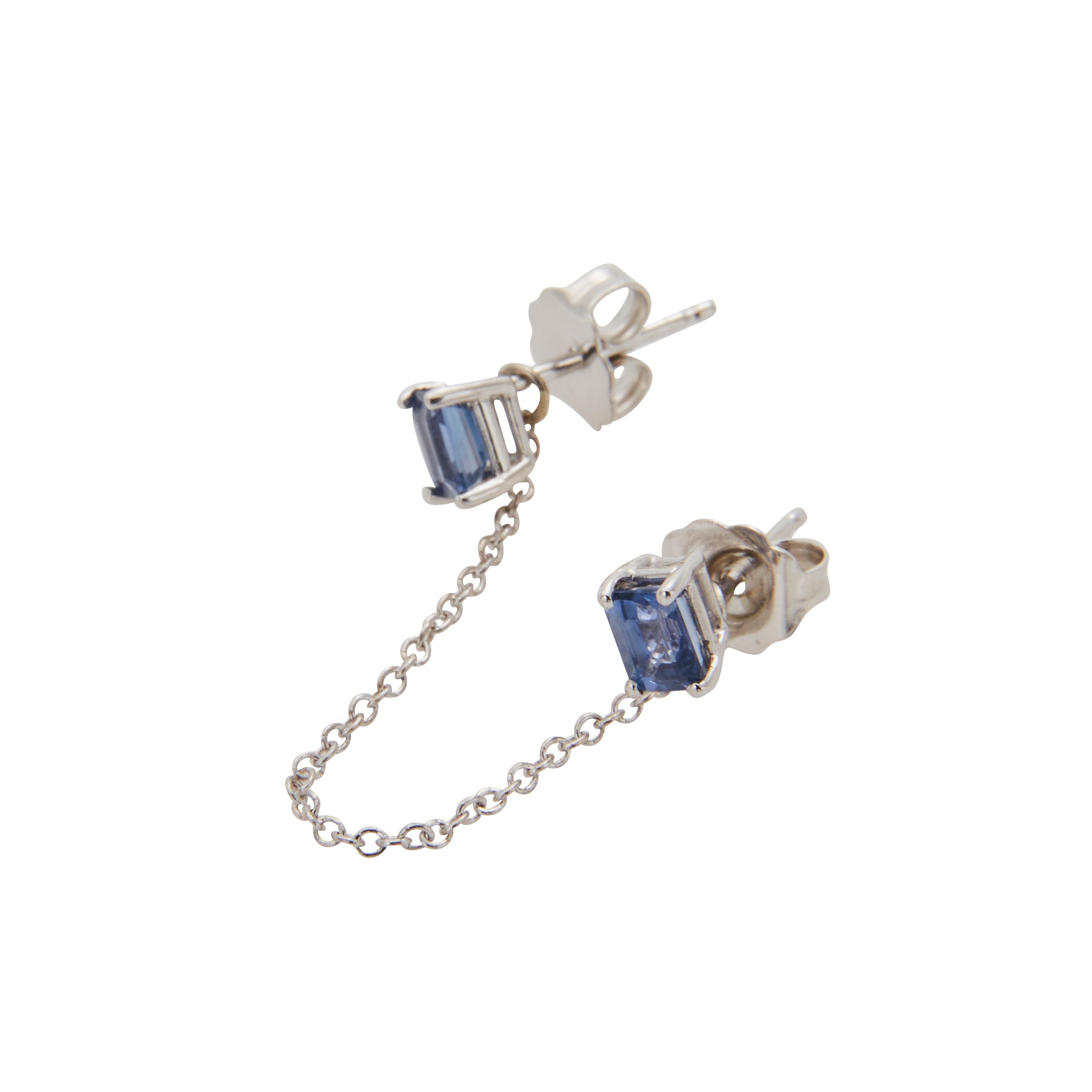 Sapphire chain earrings from Jeuje Fine Jewelry on a white background